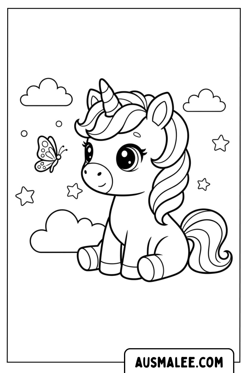 Coloriage papillon licorne pour Colorier