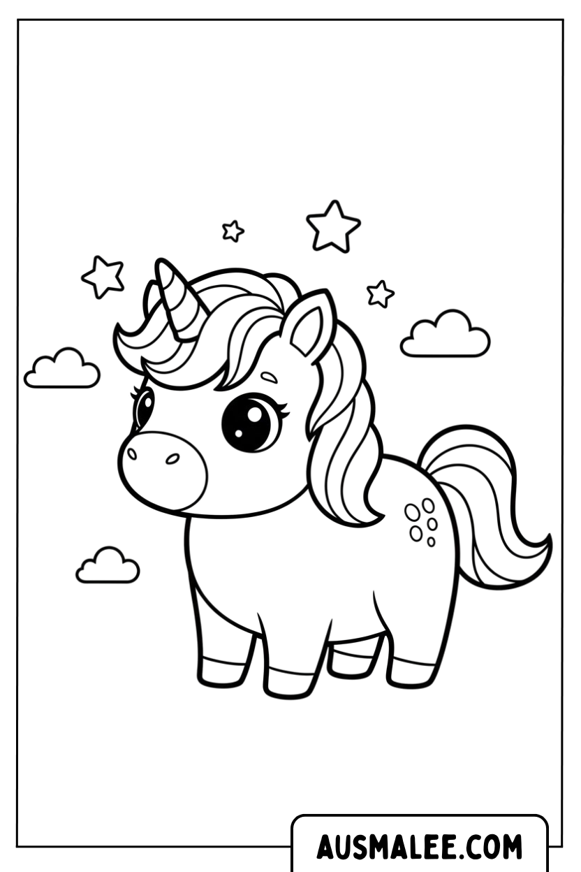 Coloriage Licorne debout pour Colorier