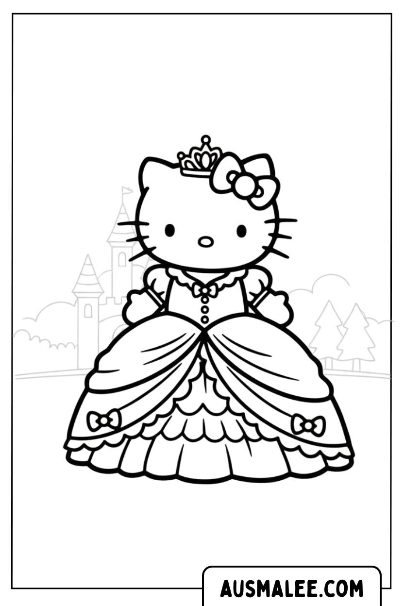 Coloriage Hello Kitty en princesse