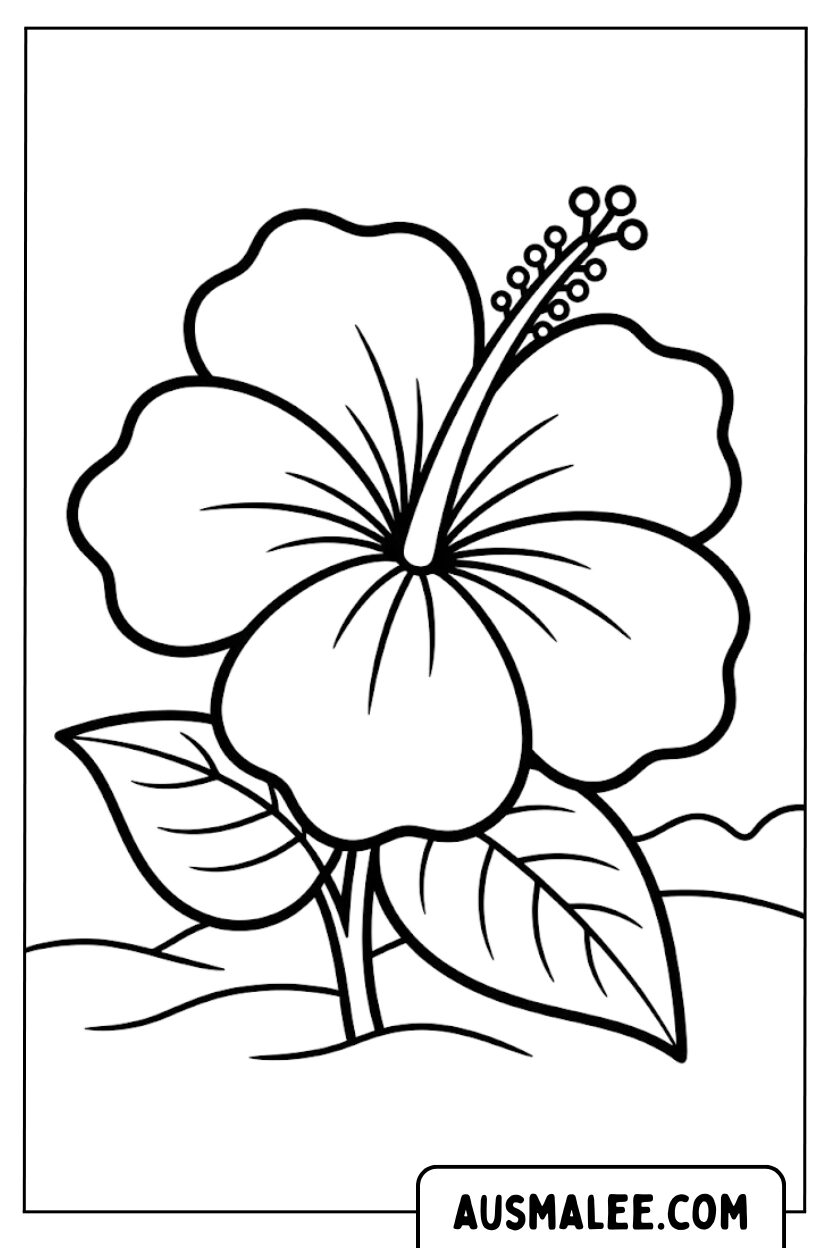 Hibiscus bloem kleurplaat