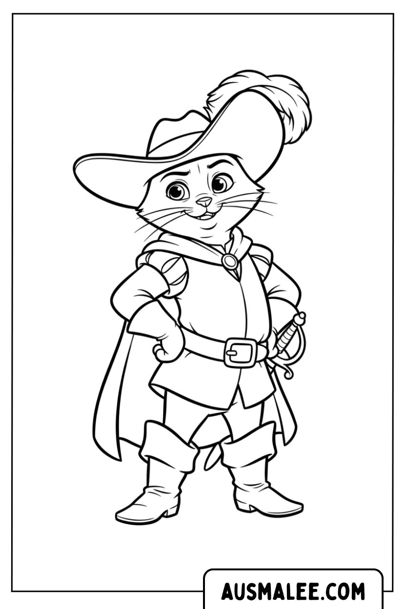 Coloriage Bottes de chat Supports de héros