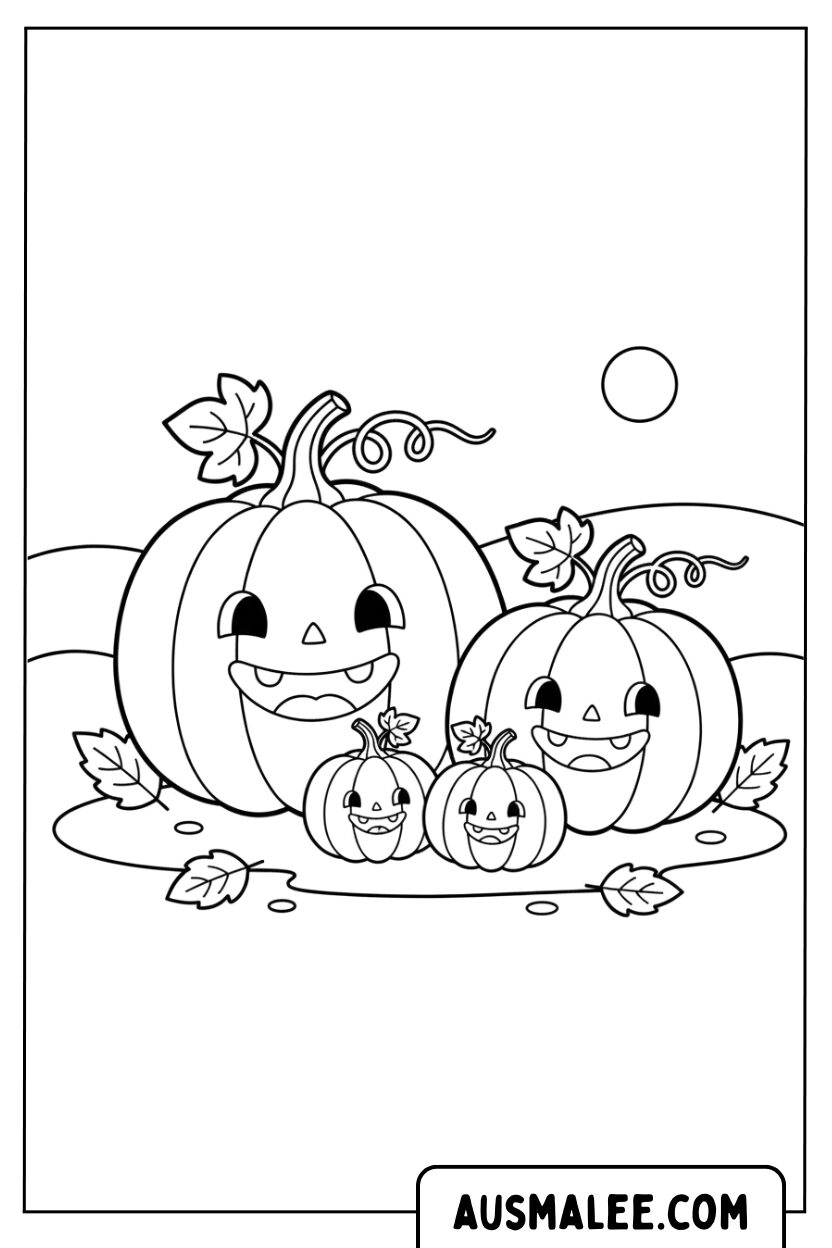 Coloriage citrouilles pour le sourire d'Halloween