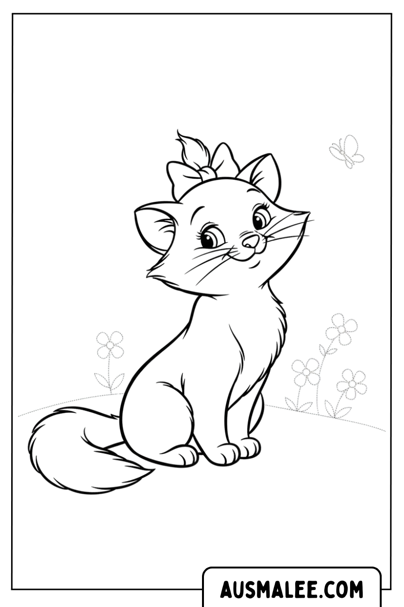 Coloriage Marie Chat Avec Arc