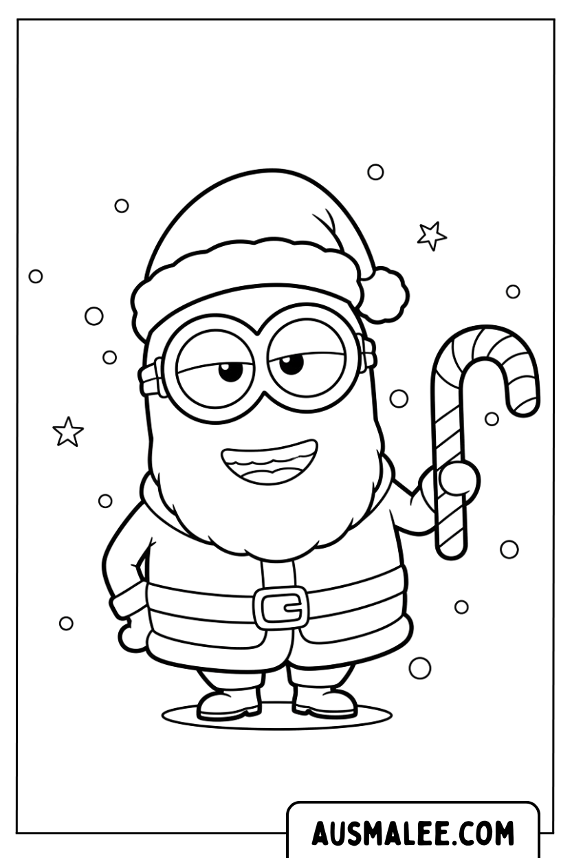 Coloriage Minion en Père Noël