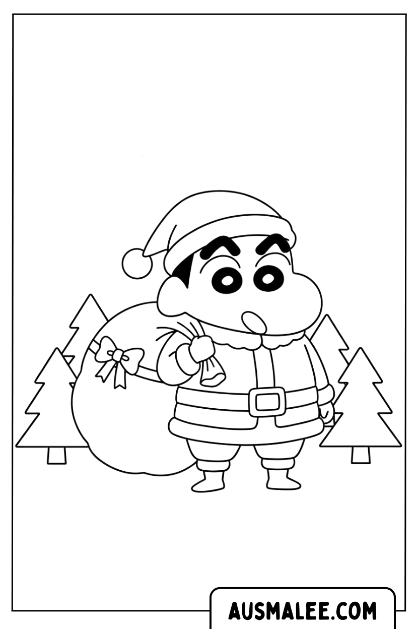 Coloriage Shin Chan en Père Noël