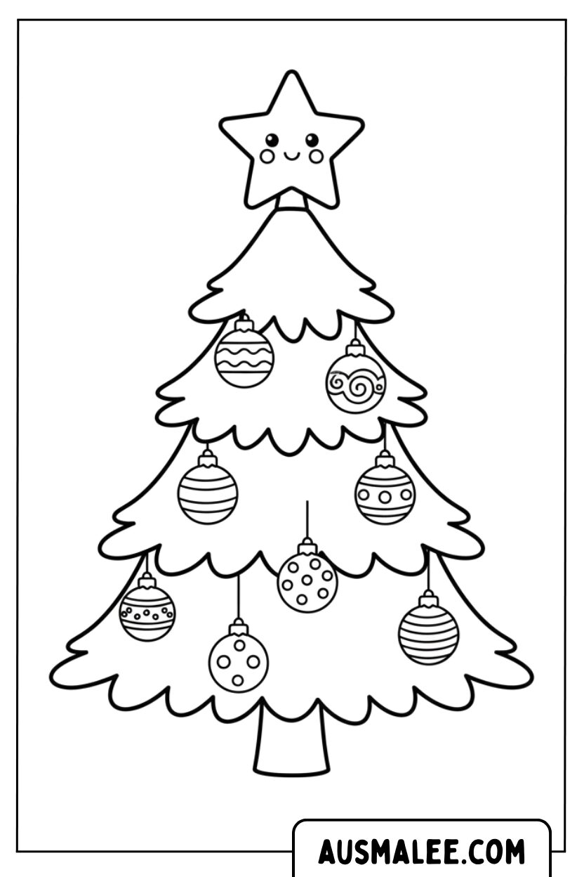 Coloriage Sapin de Noël avec dentelle étoile