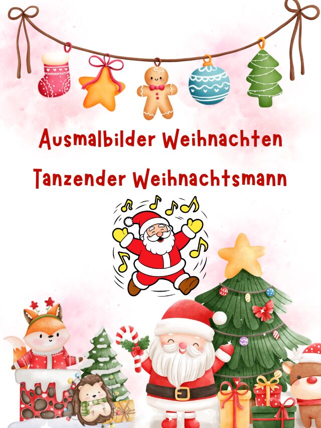 Ausmalbilder Weihnachten – Tanzender Weihnachtsmann
