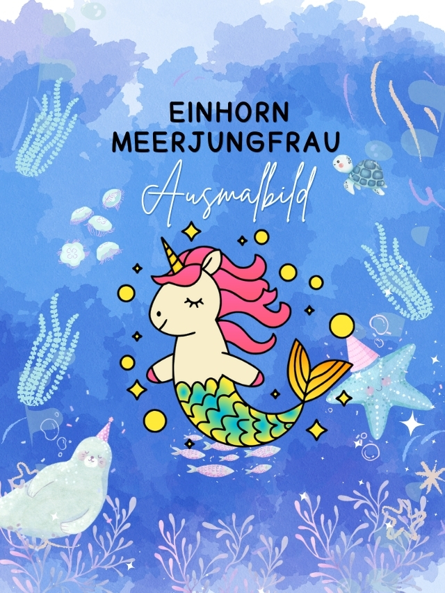 Einhorn-Meerjungfrau – Ausmalbild