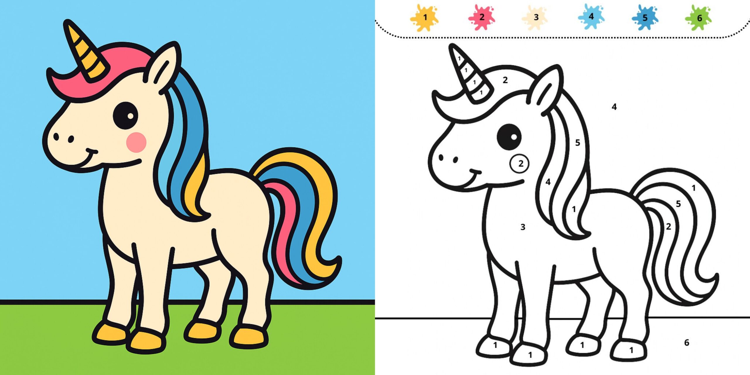 Un unicorno magico e colorato