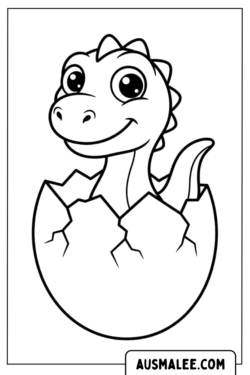 Coloriage de bébé Dino éclosion