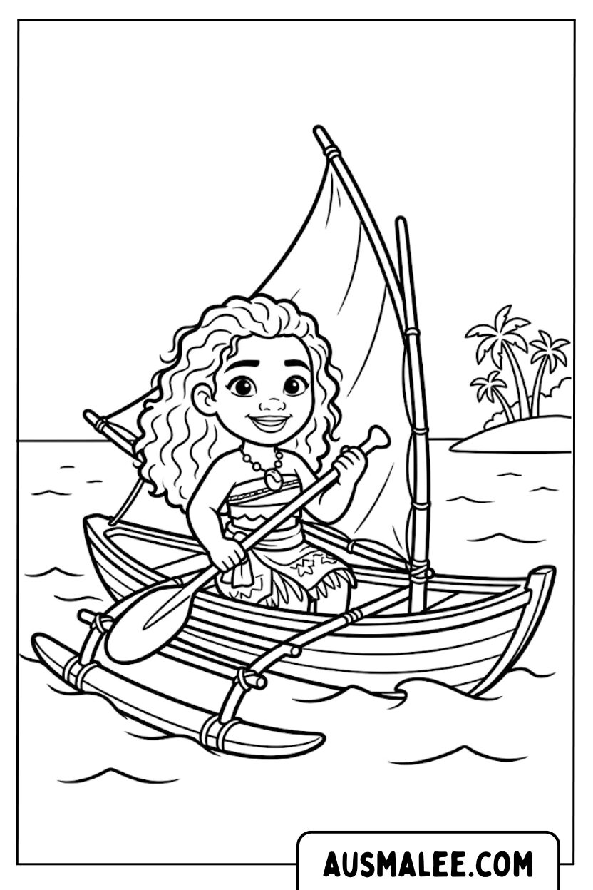 Coloriage - Canoë Moana bébé