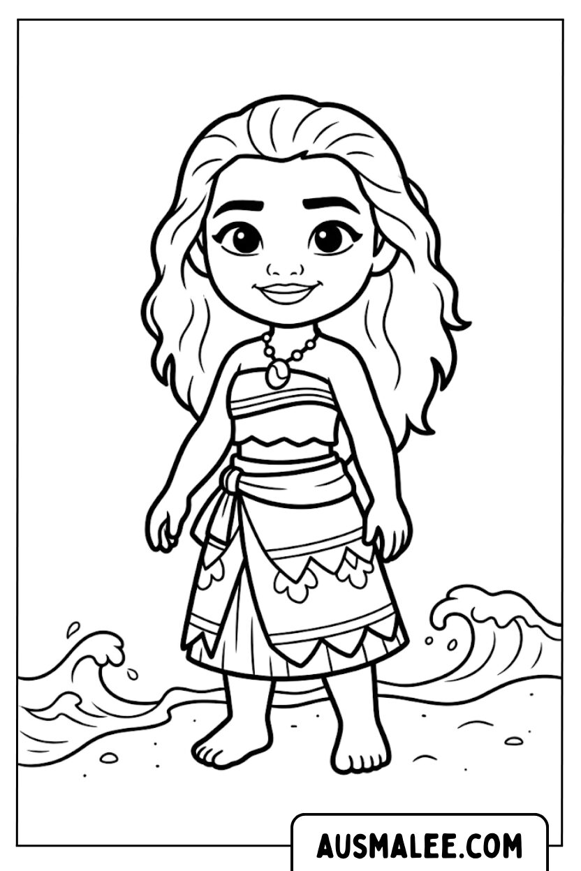Coloriage - Plage de Moana pour bébé
