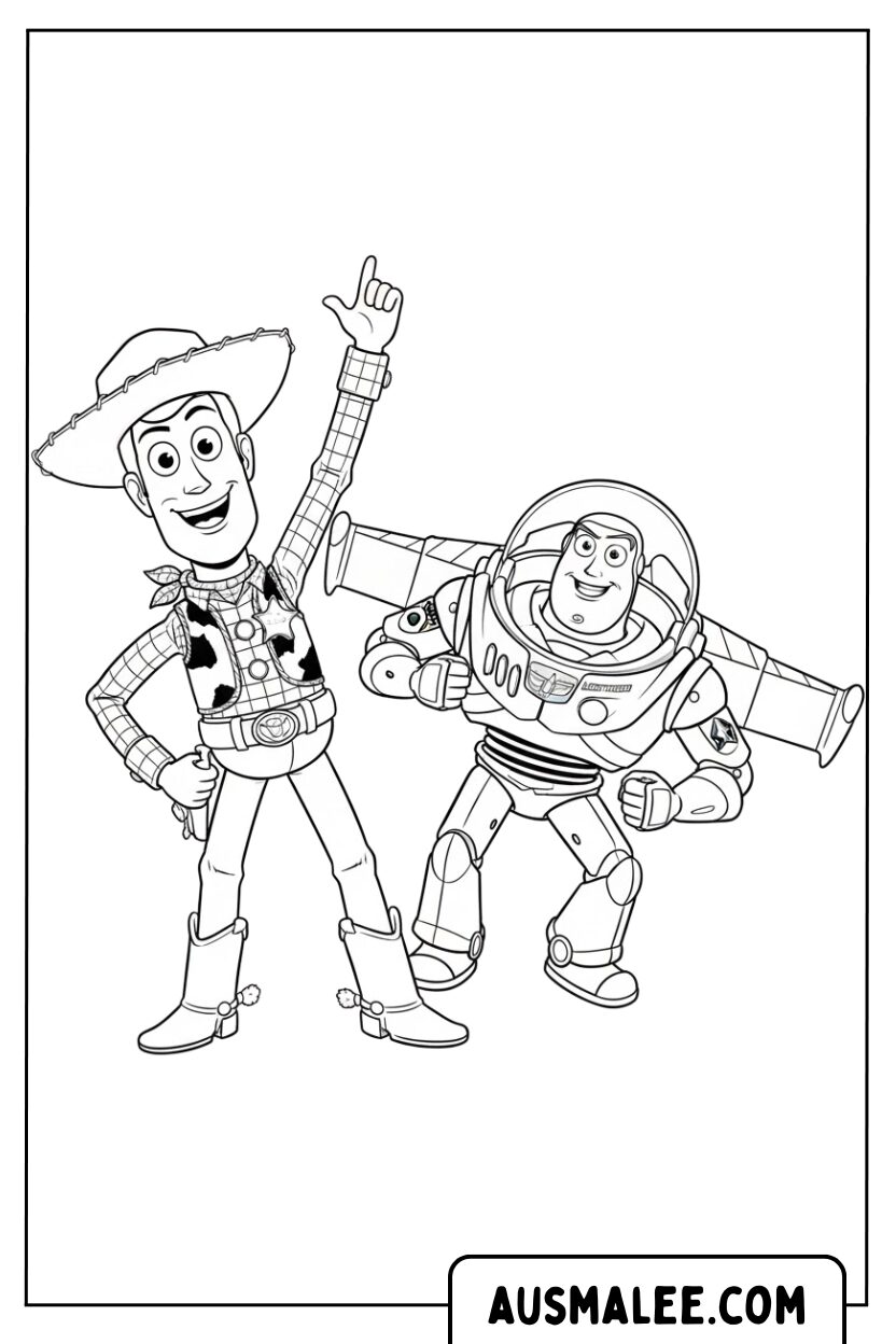 Kleurplaat Cowboy Space Ranger speelgoed