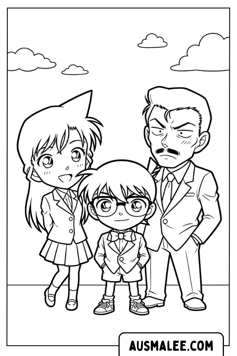 Ausmalbild Detektiv Conan Familie