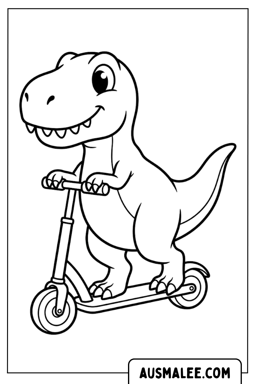 Coloriage - Scooter dinosaure
