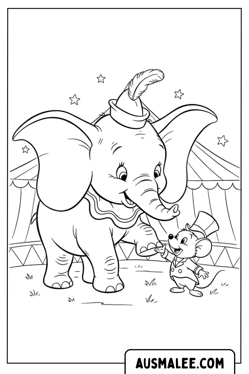 Kleurplaat Dumbo Mouse circustent