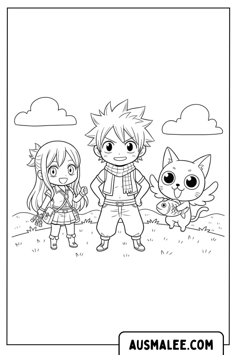 Ausmalbild Fairy Tail Freunde