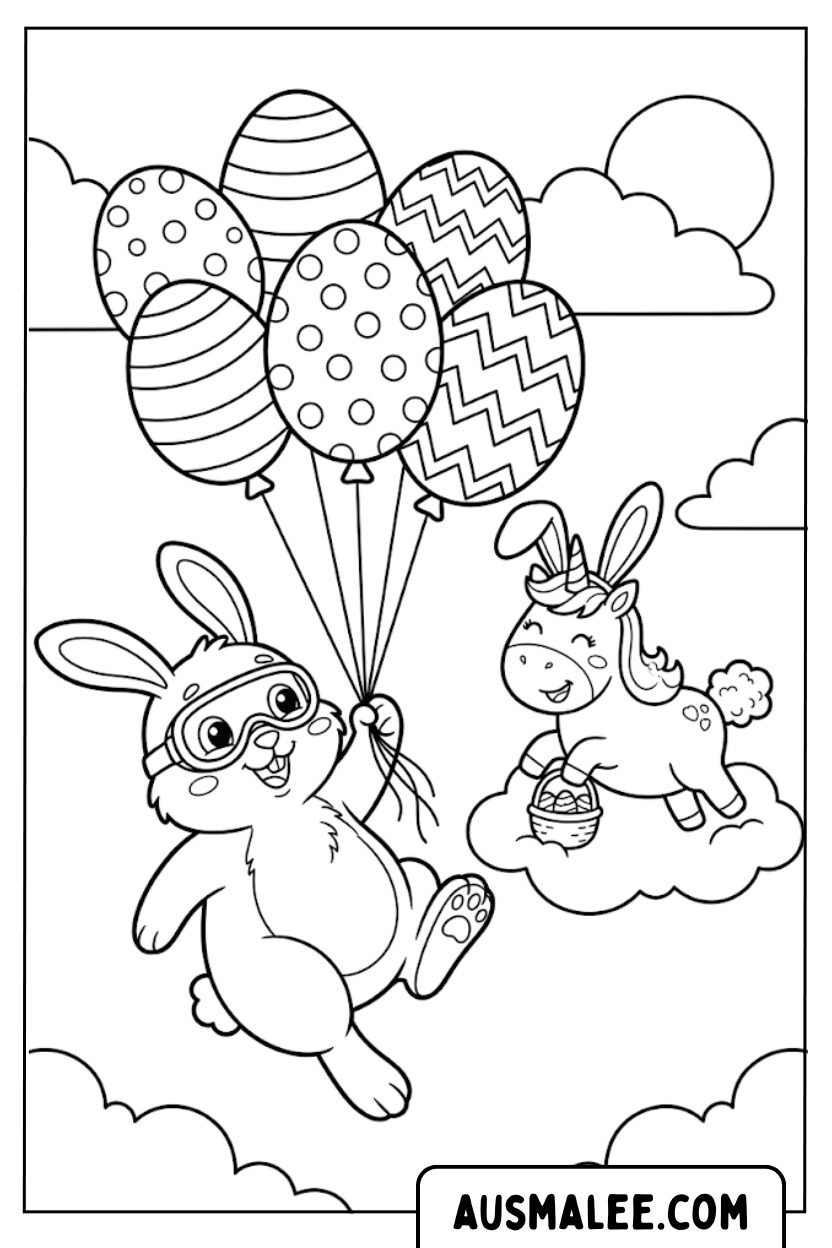 Coloriage lapin licorne vol