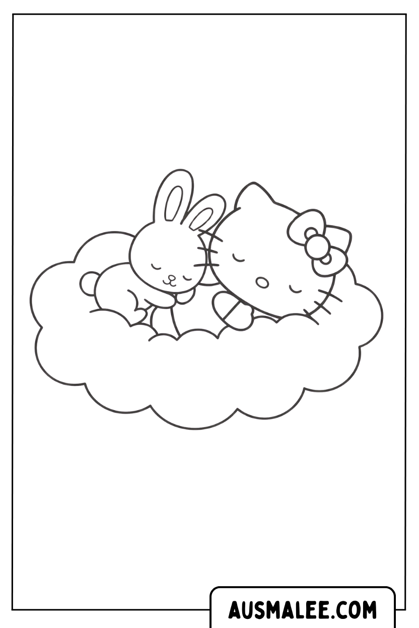 Hello Kitty konijntje kleurplaat
