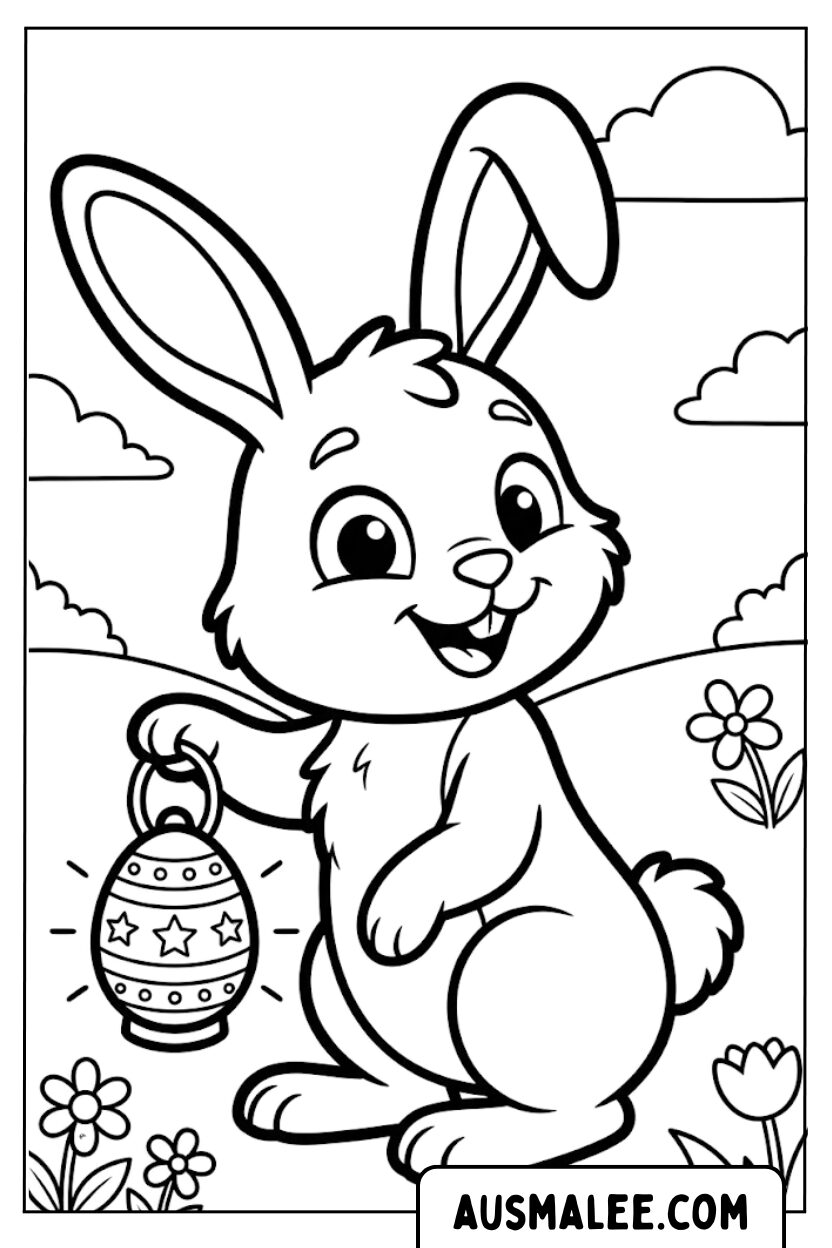 Coloriage - Lanterne lapin pour Colorier