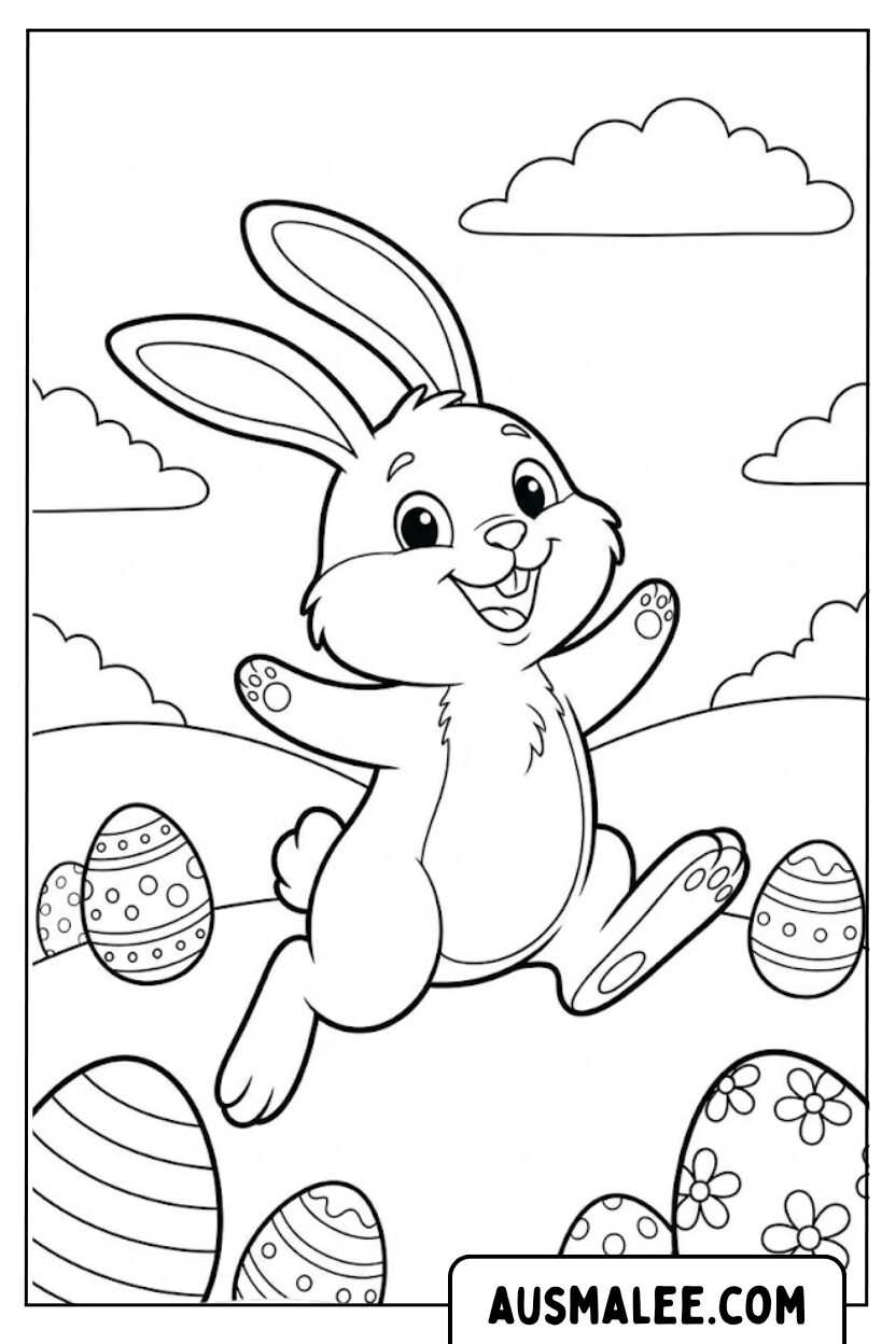 Coloriage - Lapin qui saute