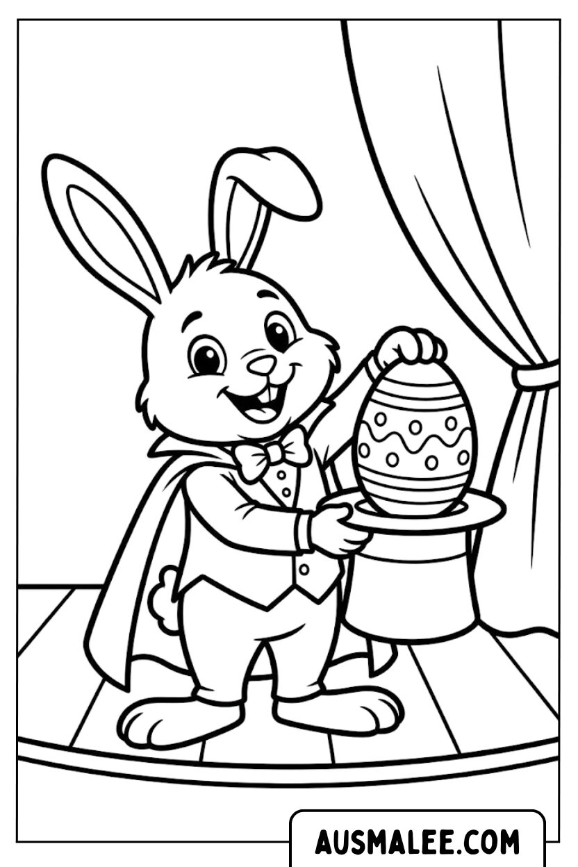 Coloriage lapin magicien oeuf