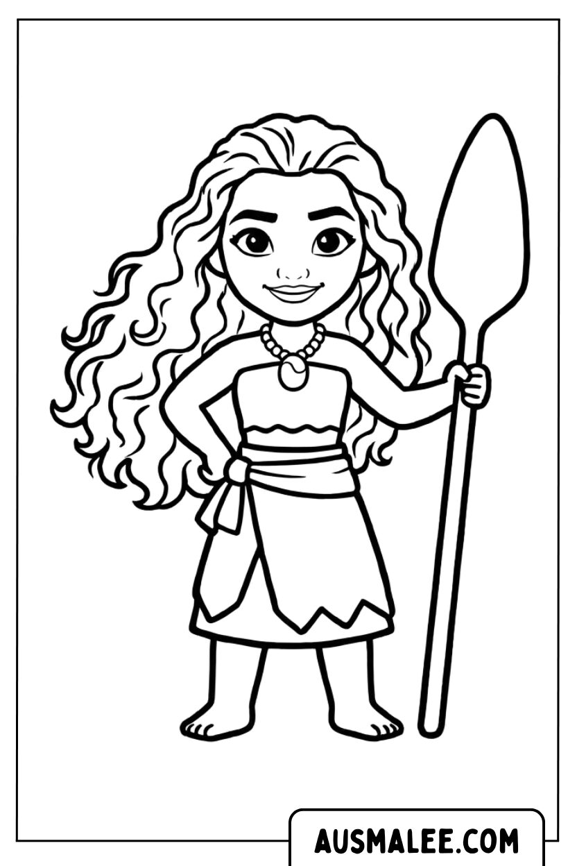 Coloriage Pagaie Little Moana