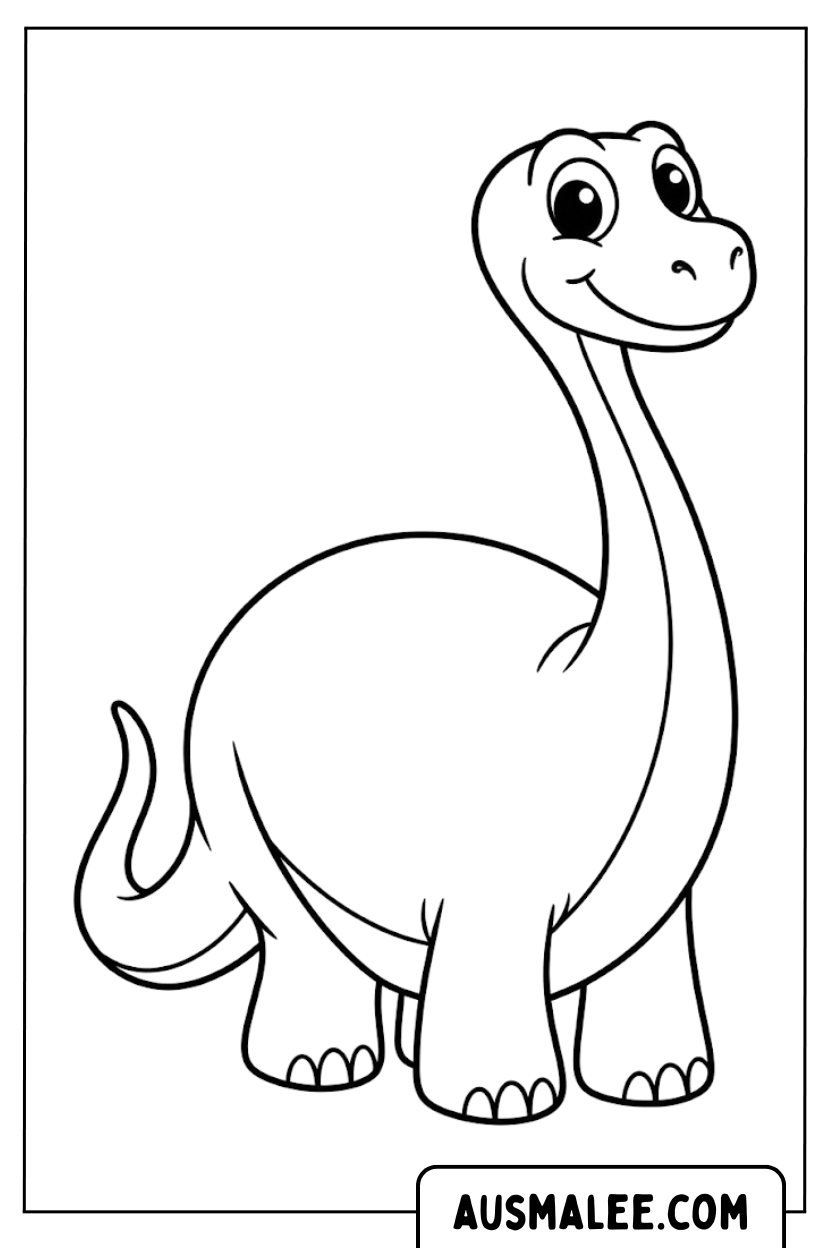 Coloriage de Dinosaure à long cou pour Colorier