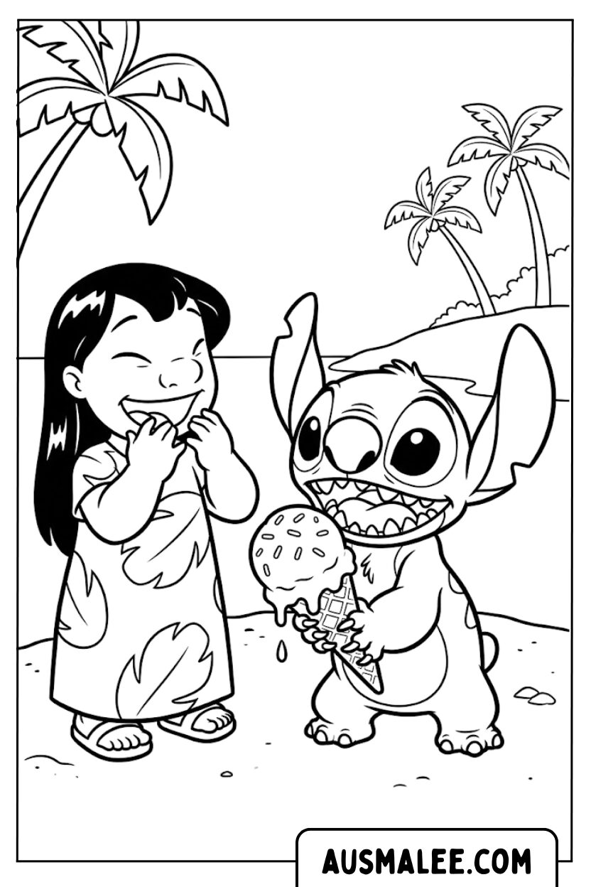 Lilo Stitch ijs kleurplaat