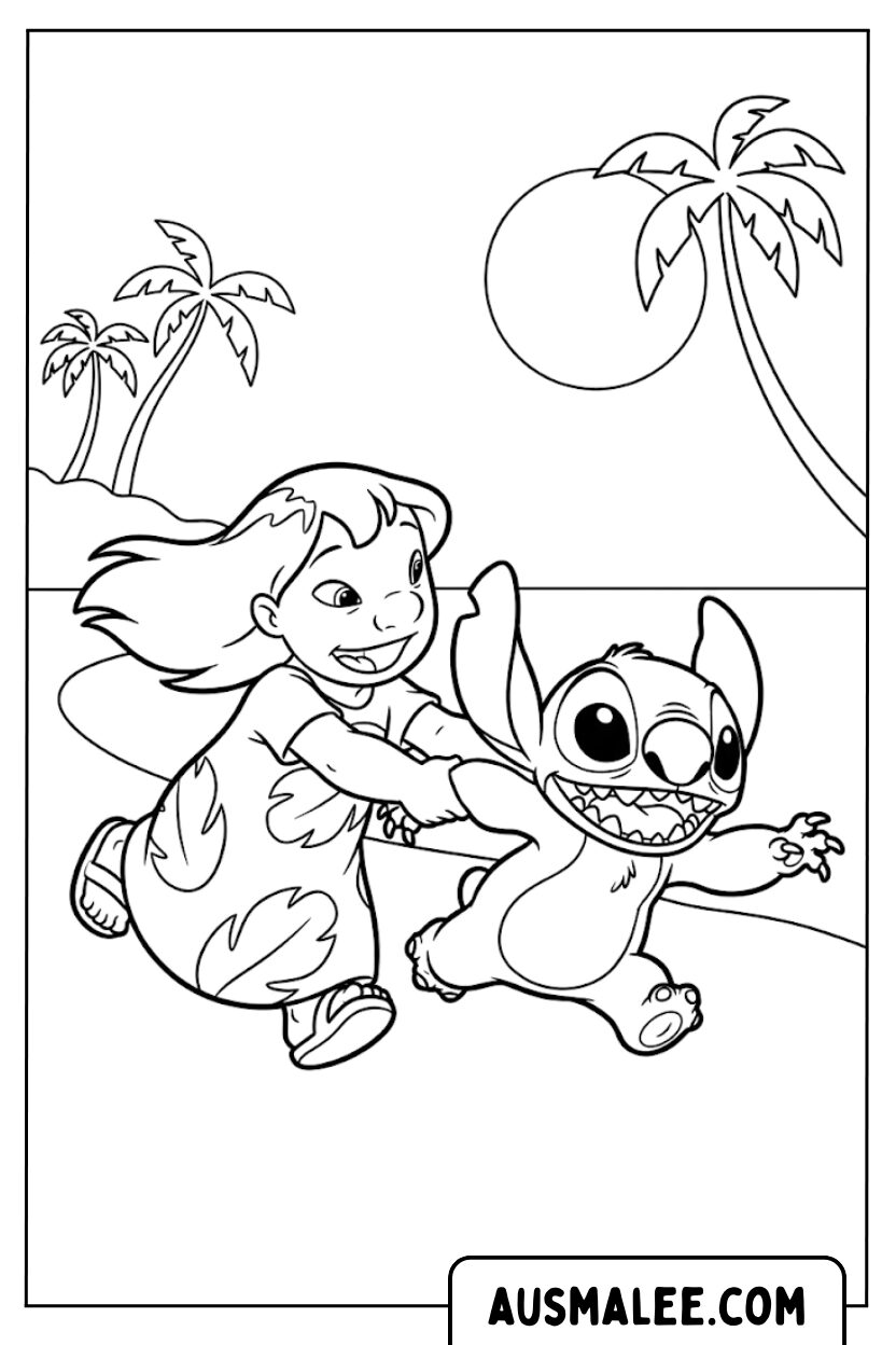 Lilo Stitch Race kleurplaat