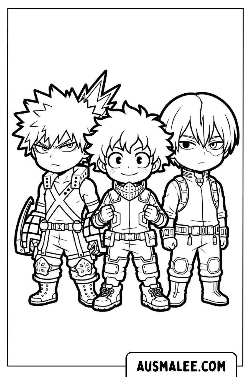 Ausmalbild My Hero Academia Trio