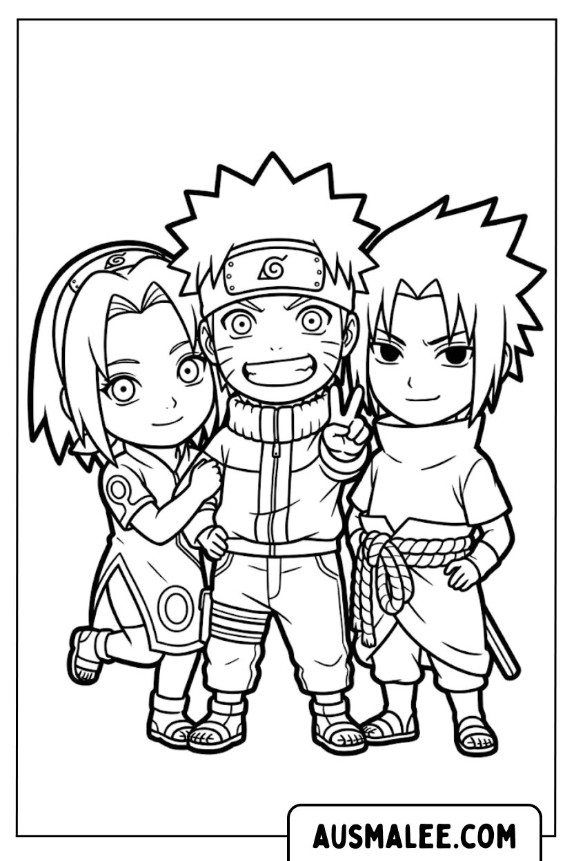 Ausmalbild Naruto Team 7