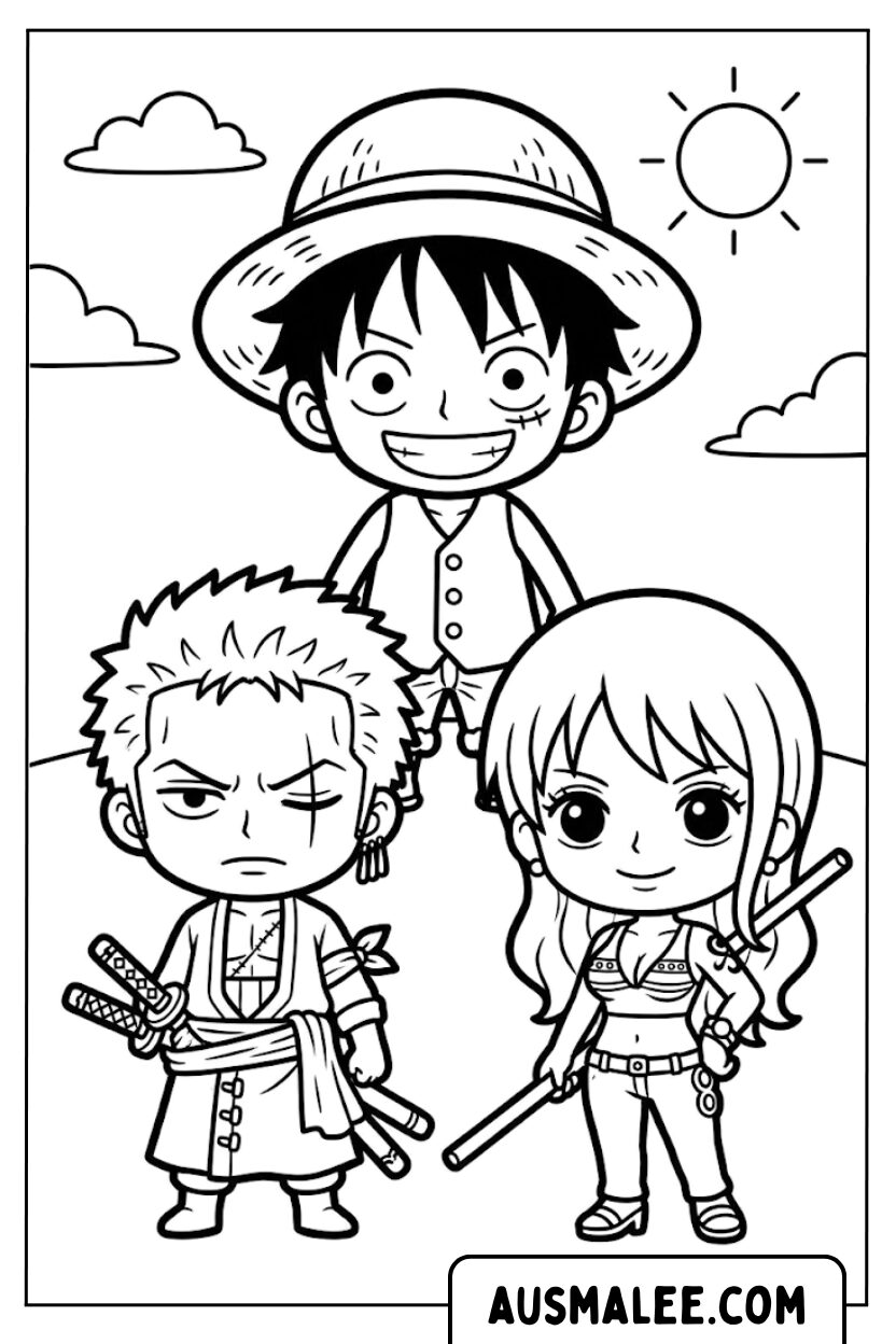 Ausmalbild One Piece Strohhuete