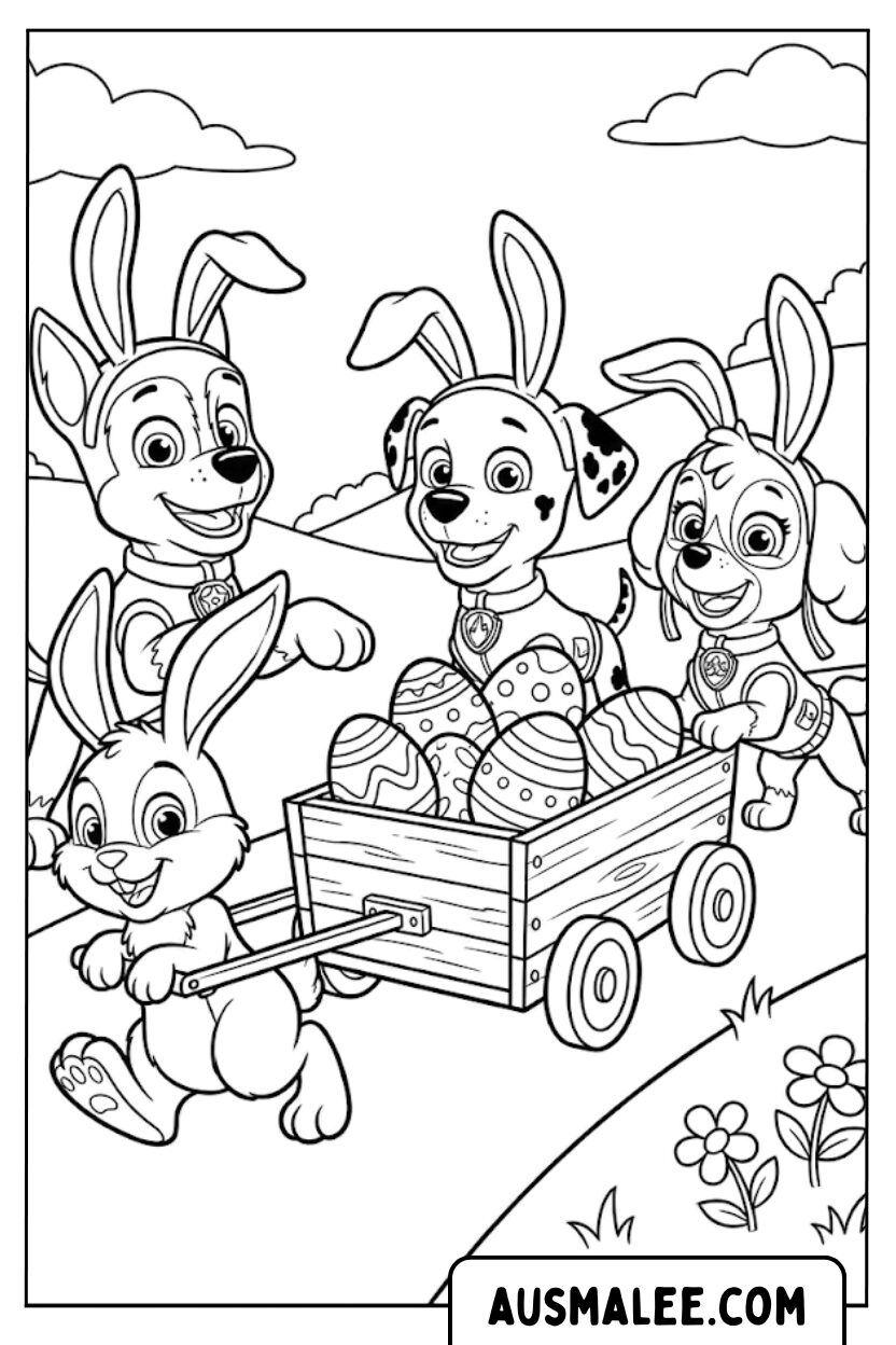 Coloriage Panier de Pâques Paw Patrol