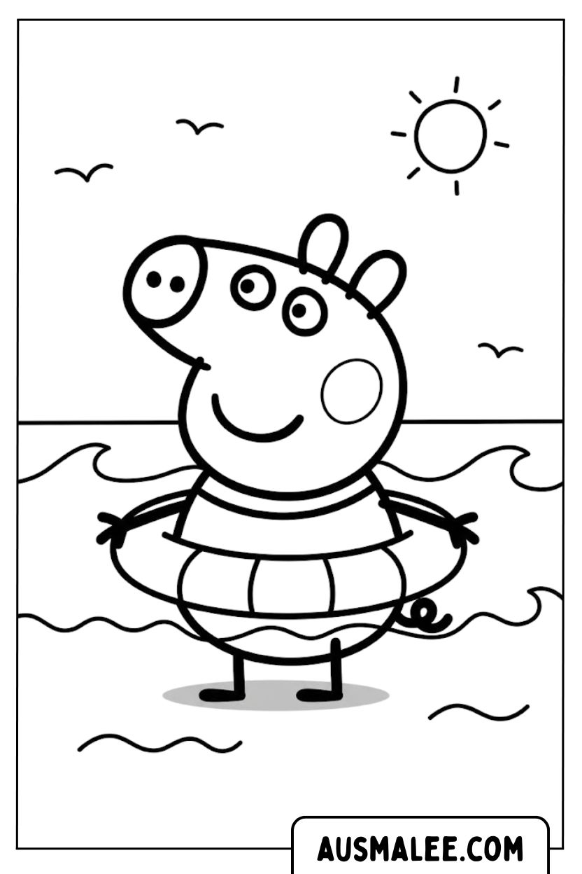Kleurplaat Peppa Pig Zee