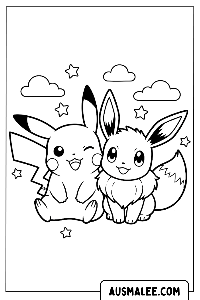 Coloriage Pikachu Évoli