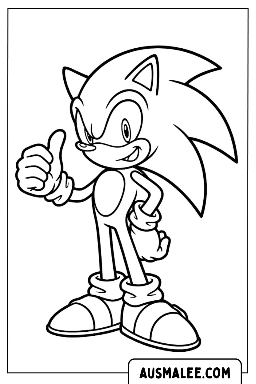 Sonic thumb coloring page