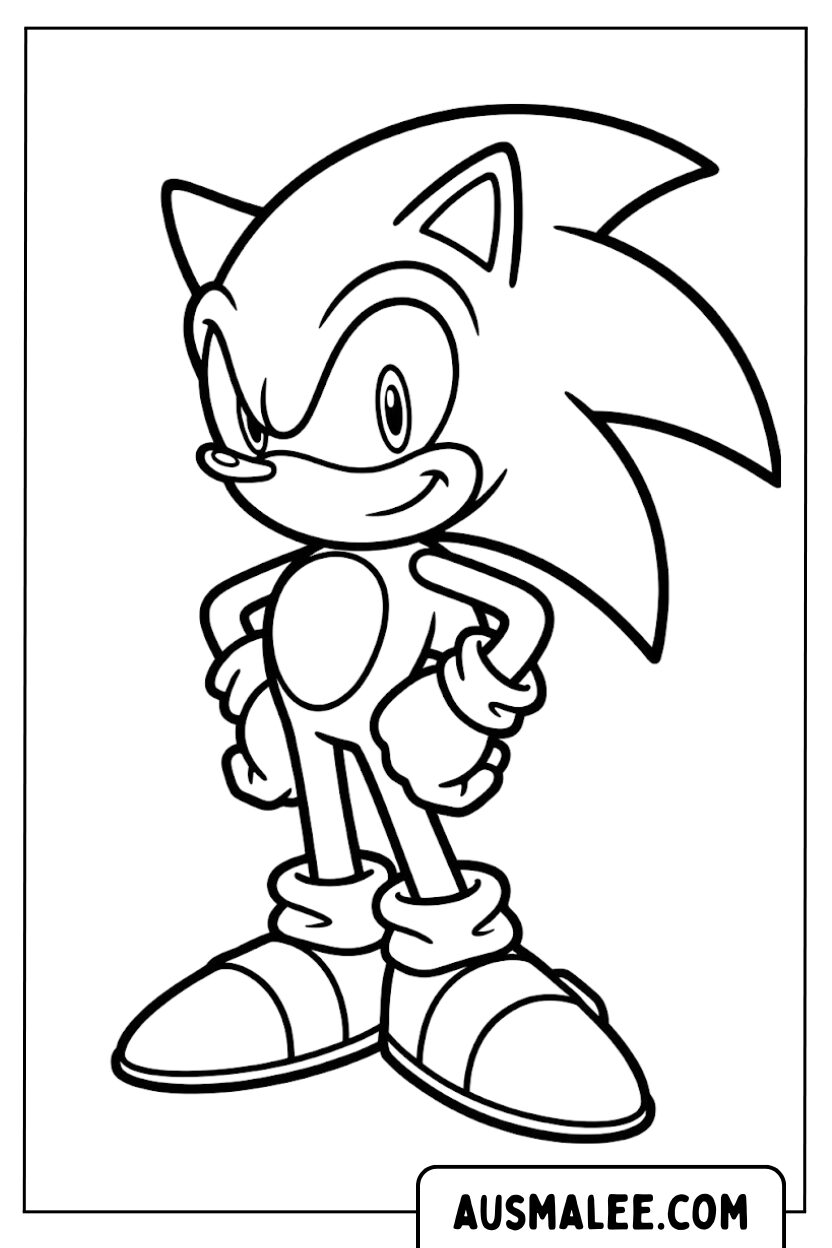 Sonic standing coloring page