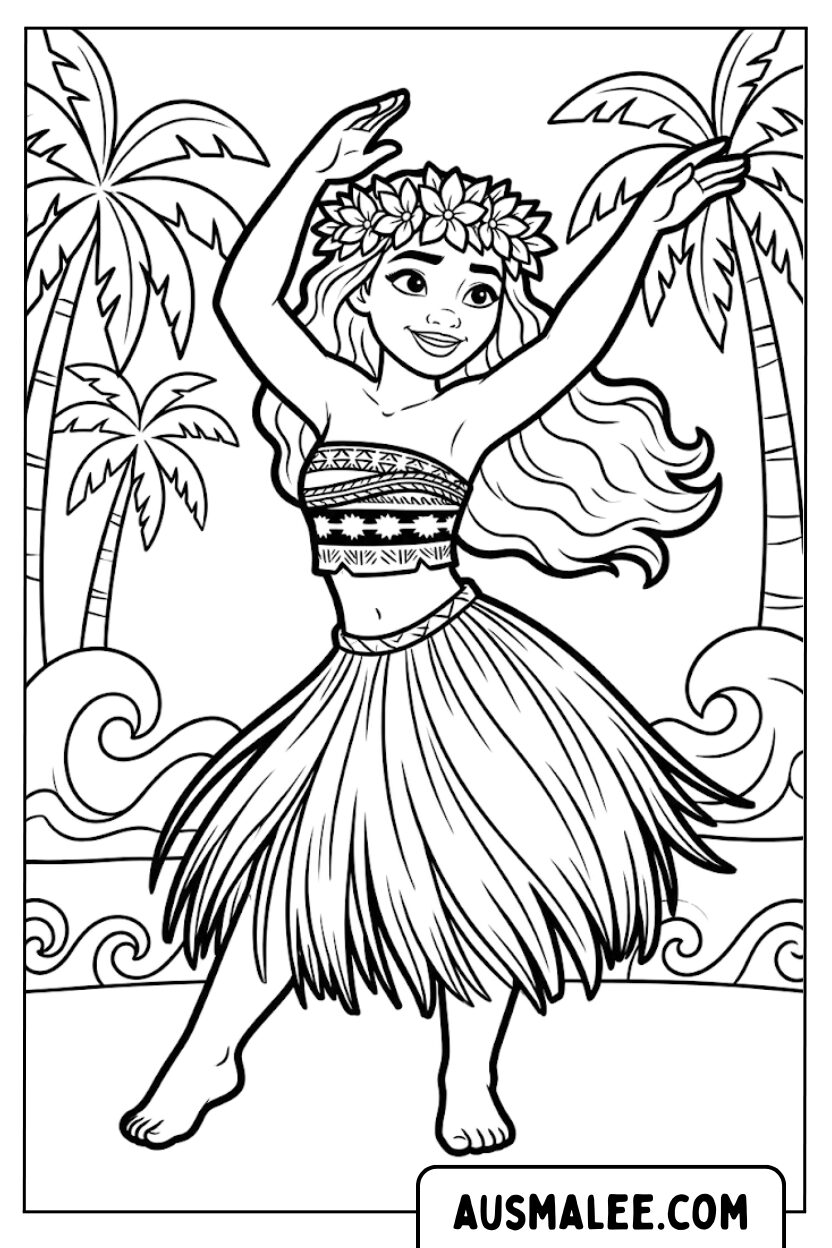 Coloriage Moana Hula Dance