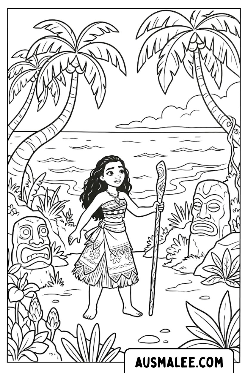 Coloriage Statues de l'île Moana