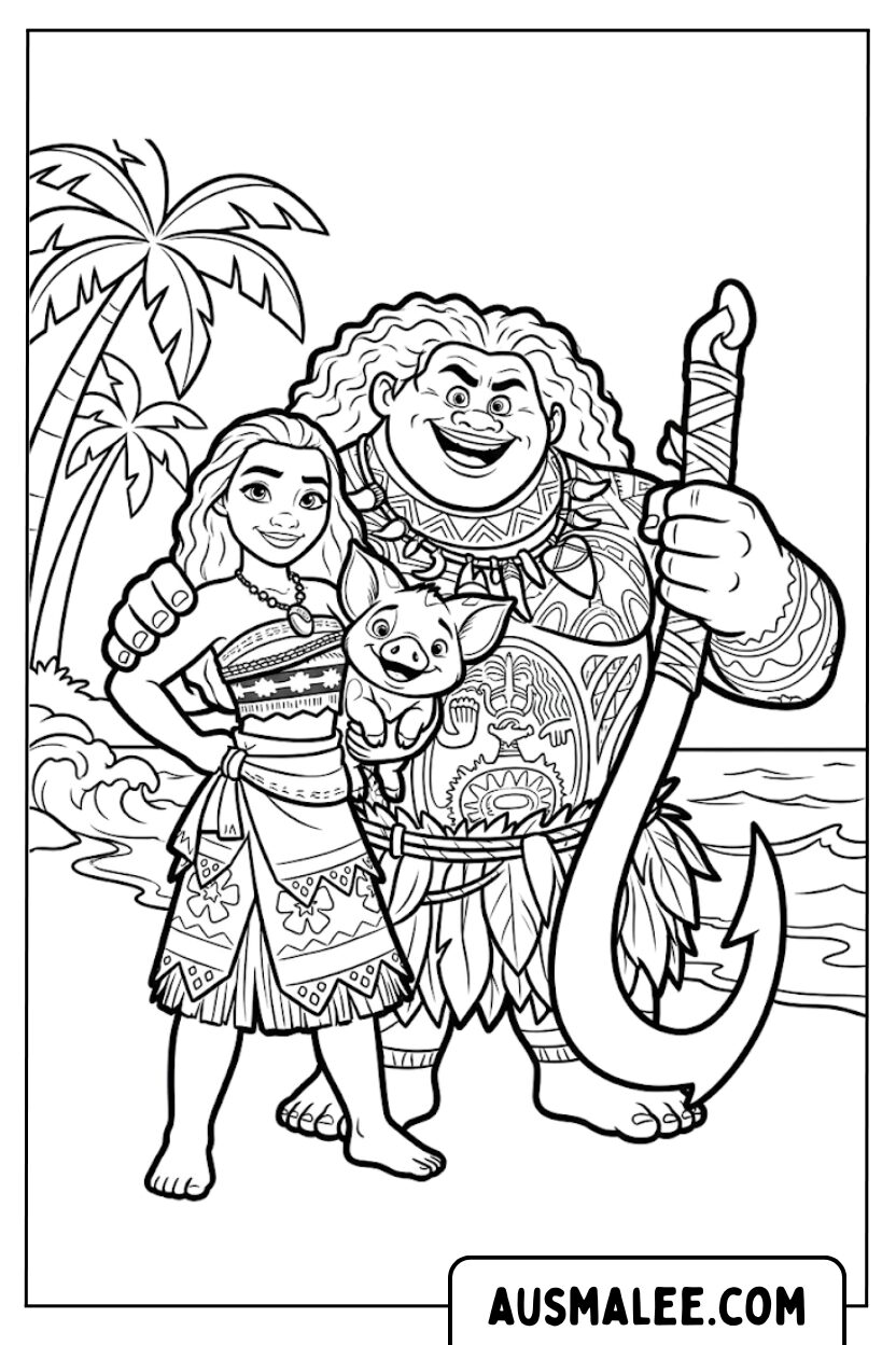 Coloriage - Moana Maui Pua