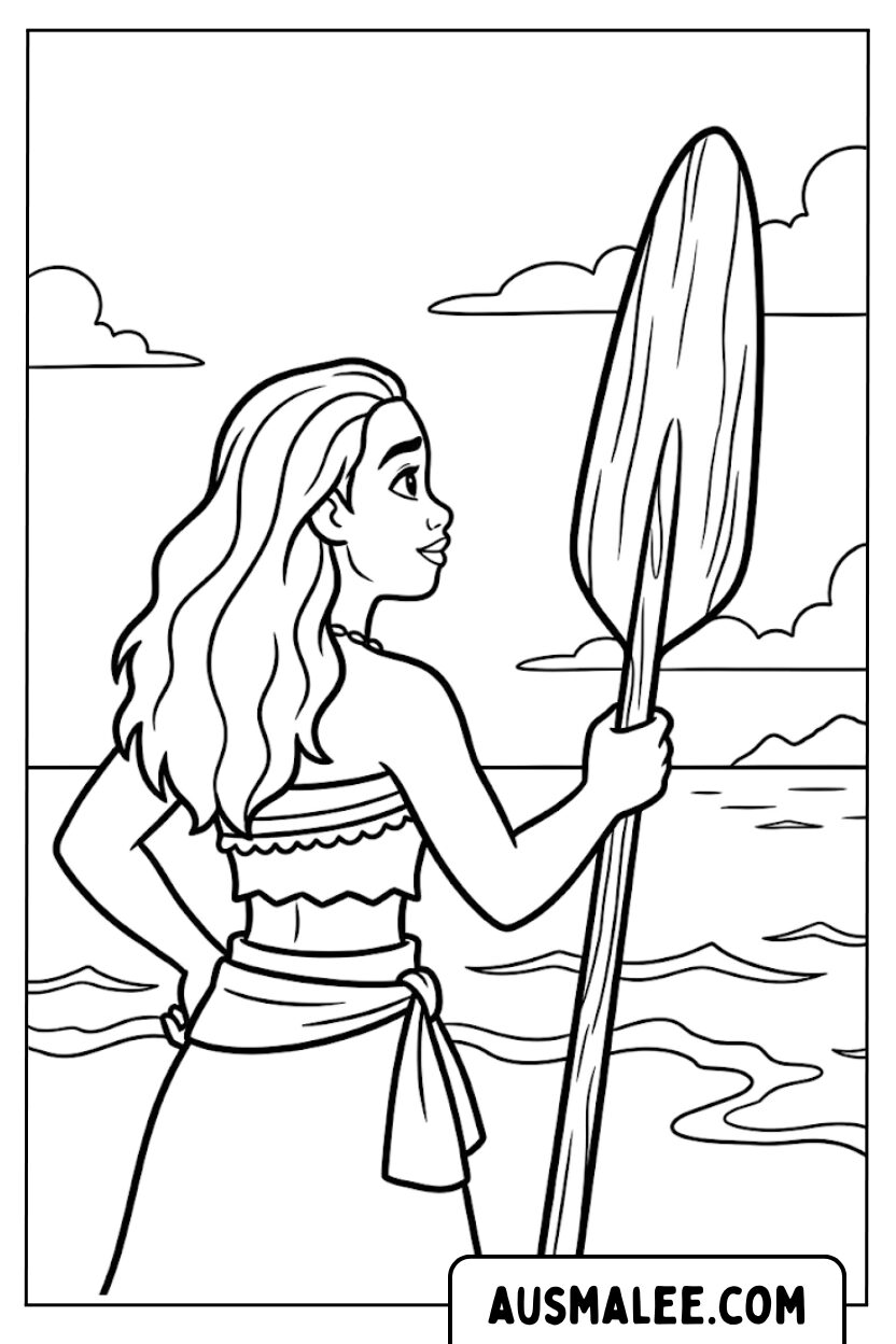 Coloriage - Vue du gouvernail de Moana