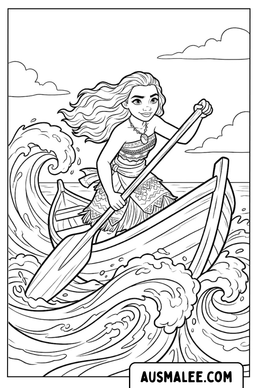 Coloriage - Vagues d'aviron de Moana