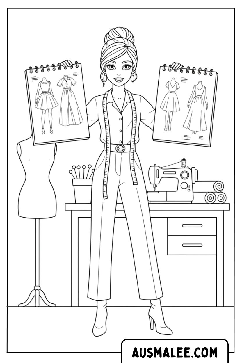 Barbie modeontwerper kleurplaten
