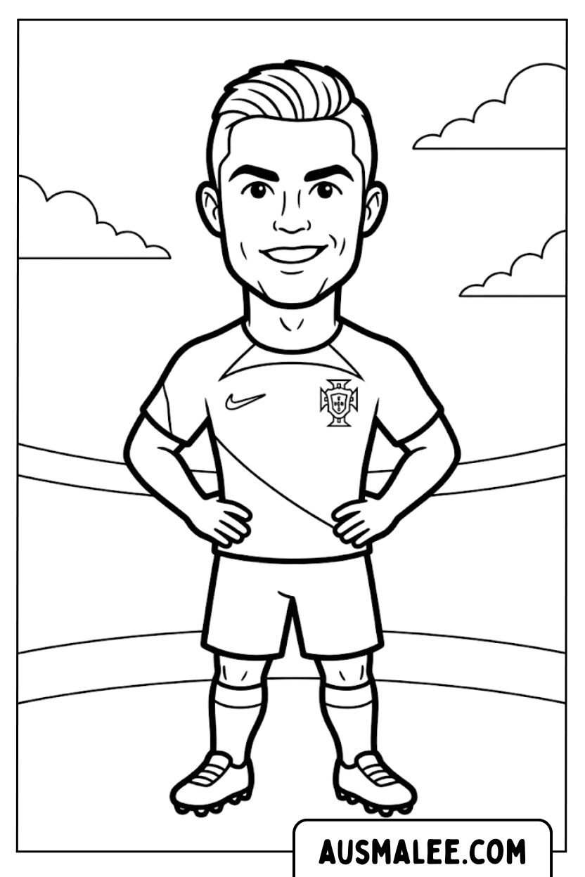 Kleurplaten Ronaldo Portugal strip