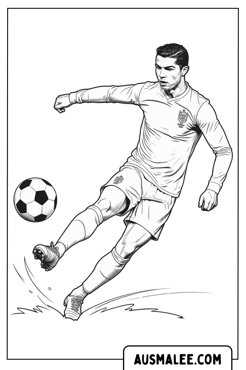 Ronaldo schoot actie kleurplaten
