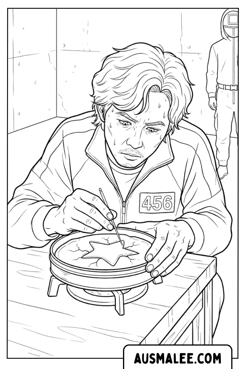 Coloriage du jeu de calmar Dalgona Game