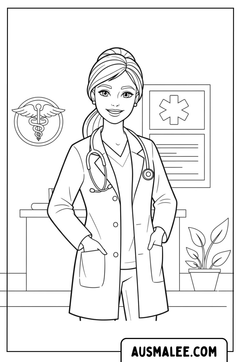Barbie dokter kleurplaten
