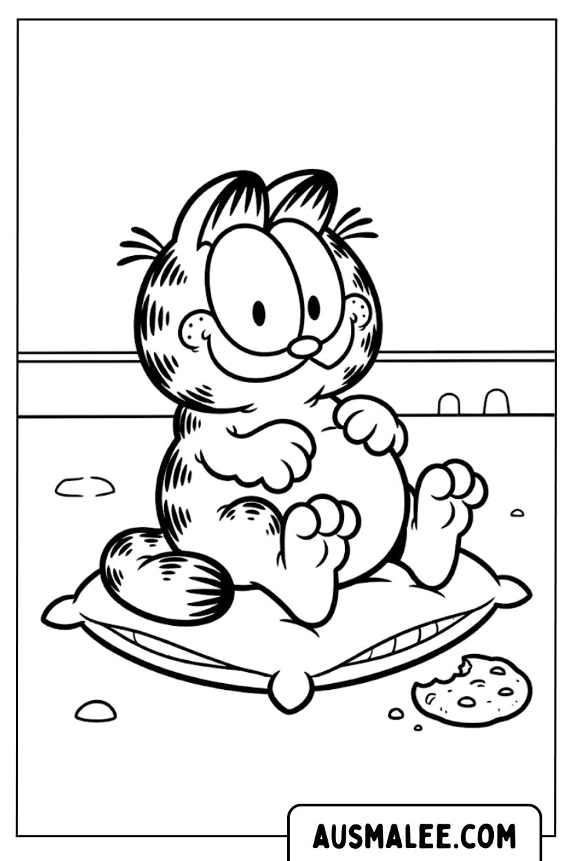 Coloriage chat oreiller épais biscuit