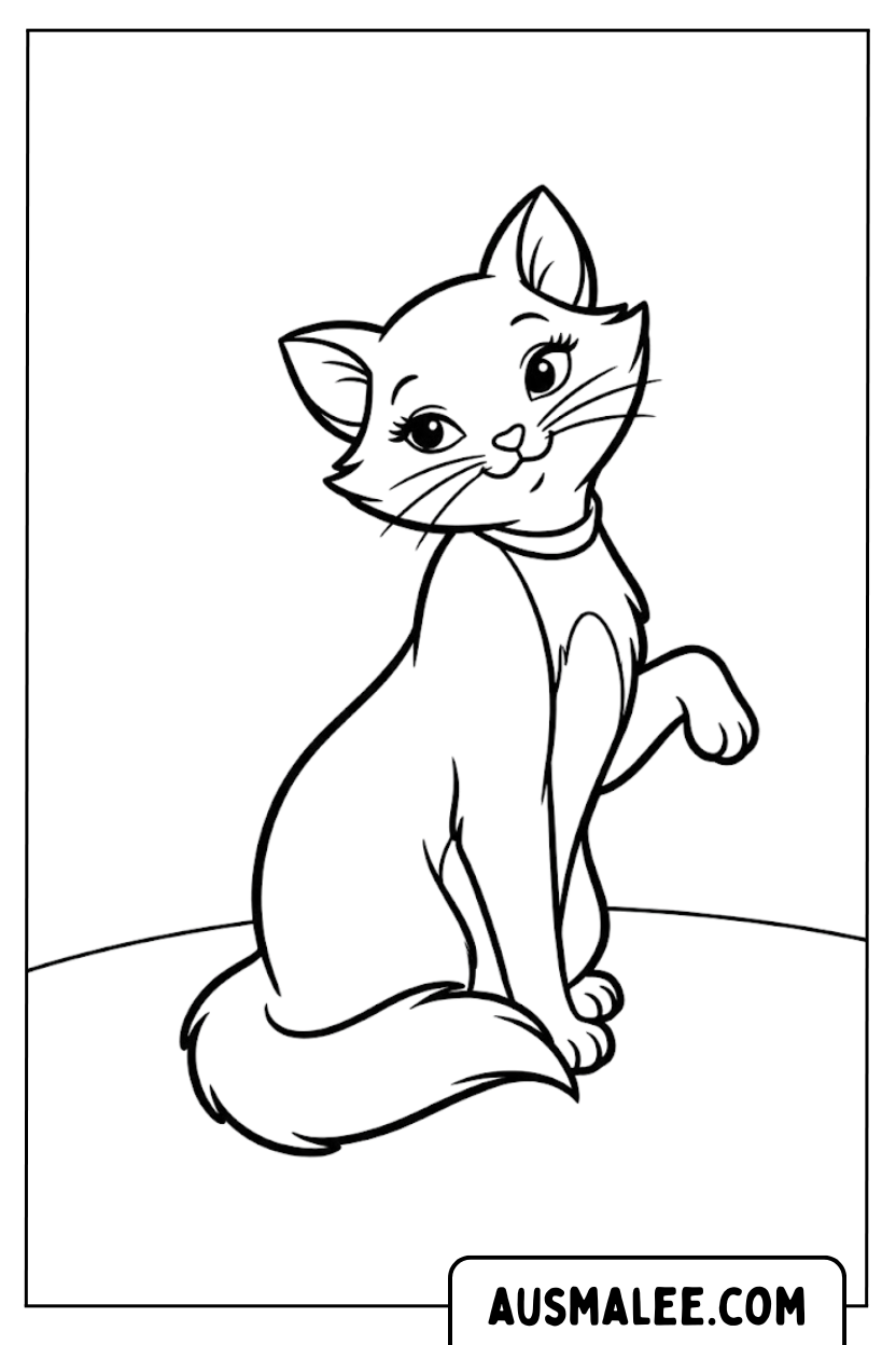 Coloriage chat collier élégant